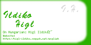 ildiko higl business card